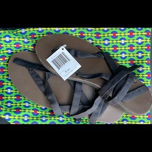 Sseko brown leather ribbon sandals